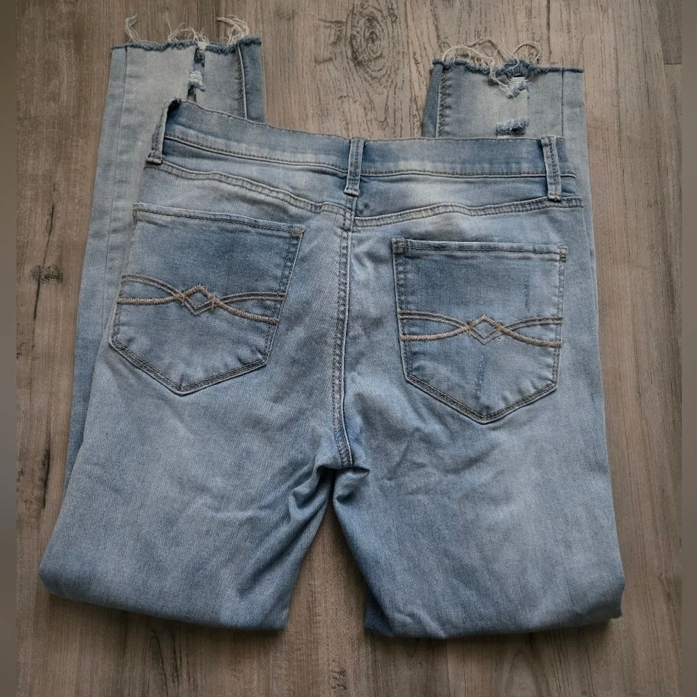 Mudd FLX Stretch Light Wash Low Rise Skinny Ripped Distressed Jeans Junior 9 - Picture 7 of 10